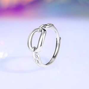 925 Sterling Silver Gold Plated Open Chain Link Adjustable Ring 70100332