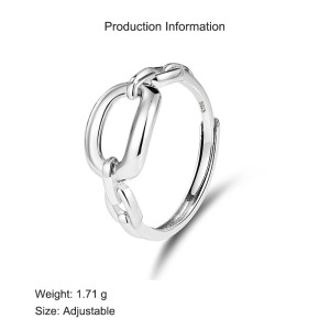 925 Sterling Silver Gold Plated Open Chain Link Adjustable Ring 70100332