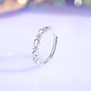 925 Sterling Silver Adjustable Open Heart Ring 70100333 925 Sterling Silver Adjustable Open Heart Ring 70100333
