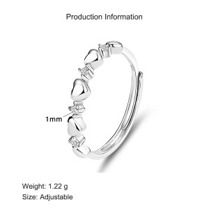 925 Sterling Silver Adjustable Open Heart Ring 70100333 925 Sterling Silver Adjustable Open Heart Ring 70100333