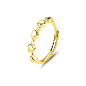 925 Sterling Silver Minimalist Adjustable Heart Stackable Ring 70100334