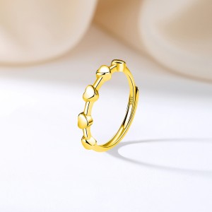 925 Sterling Silver Minimalist Adjustable Heart Stackable Ring 70100334