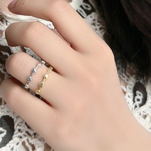 925 Sterling Silver Minimalist Adjustable Heart Stackable Ring 70100334