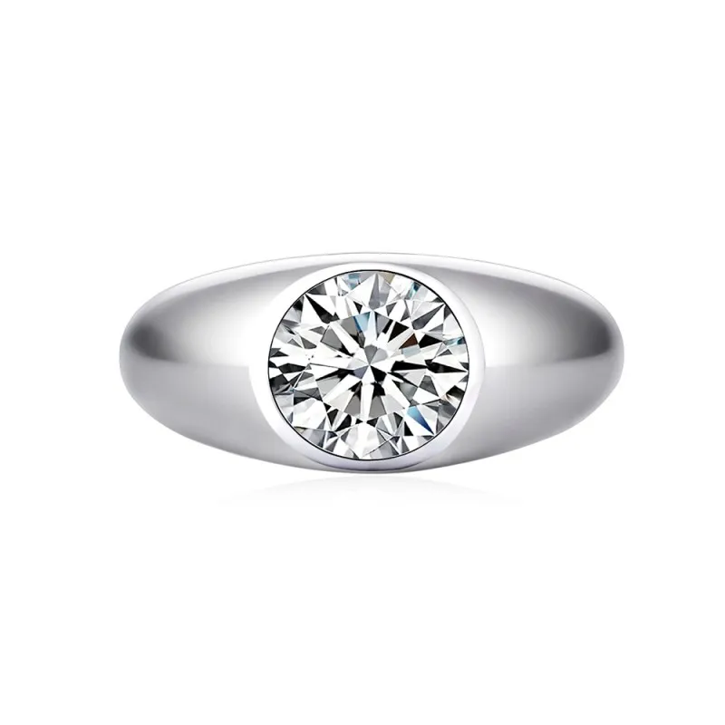 925 Sterling Silver Bold Minimalist Round Cut CZ Men Ring 70100335
