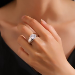 925 Sterling Silver Bold Minimalist Round Cut CZ Men Ring 70100335