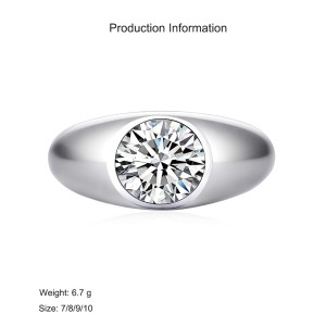 925 Sterling Silver Bold Minimalist Round Cut CZ Men Ring 70100335