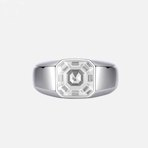 925 Sterling Silver 8A Emerald Cut Men Statement Band Ring 70100336