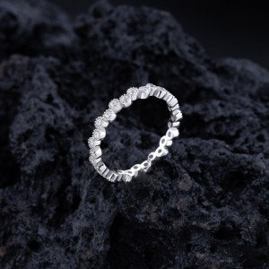 925 Sterling Silver Minimalist  Round CZ Stacking Band Ring 70100337