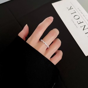 925 Sterling Silver Minimalist  Round CZ Stacking Band Ring 70100337