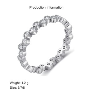 925 Sterling Silver Minimalist  Round CZ Stacking Band Ring 70100337