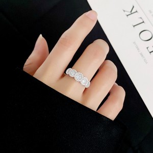 925 Sterling Silver Round Halo CZ Band Ring 70100339
