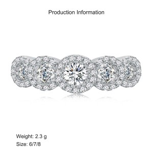 925 Sterling Silver Round Halo CZ Band Ring 70100339