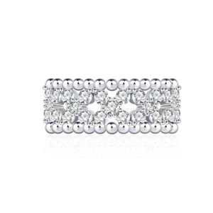 925 Sterling Silver Full Pavé Clover Band Ring 70100340