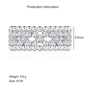 925 Sterling Silver Full Pavé Clover Band Ring 70100340