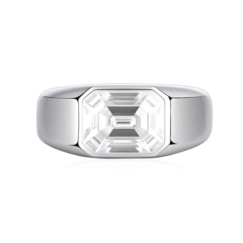 925 Sterling Silver 8A Emerald Cut Statement Band Ring 70100343