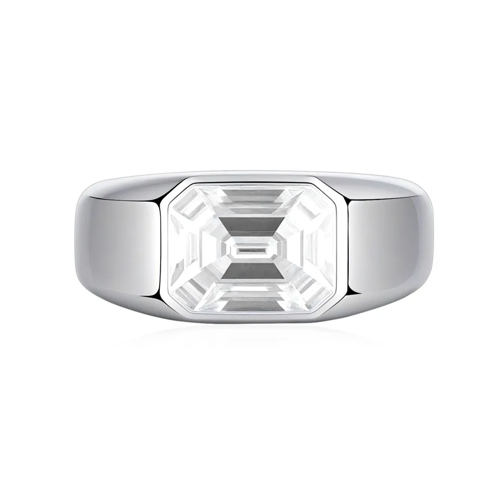 925 Sterling Silver 8A Emerald Cut Statement Band Ring 70100343 925 Sterling Silver 8A Emerald Cut Statement Band Ring 70100343