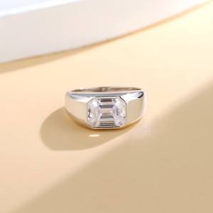 925 Sterling Silver 8A Emerald Cut Statement Band Ring 70100343 925 Sterling Silver 8A Emerald Cut Statement Band Ring 70100343