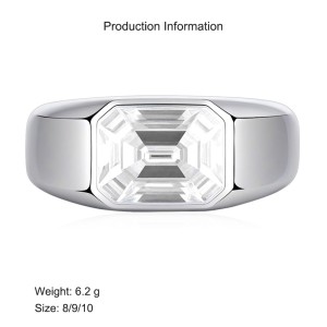 925 Sterling Silver 8A Emerald Cut Statement Band Ring 70100343 925 Sterling Silver 8A Emerald Cut Statement Band Ring 70100343