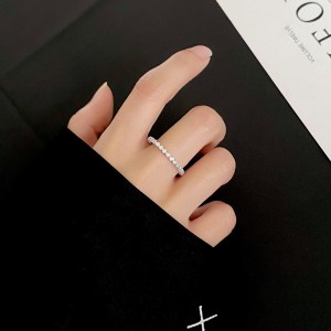 925 Sterling Silver Wave Bezel-Set CZ Stacking Band Ring 70100344