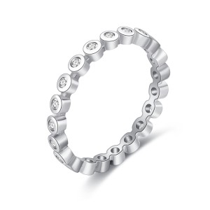 925 Sterling Silver Minimalist Bezel-Set CZ Stacking Ring 70100345