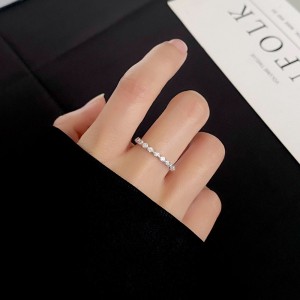 925 Sterling Silver Minimalist Bezel-Set CZ Stacking Ring 70100345