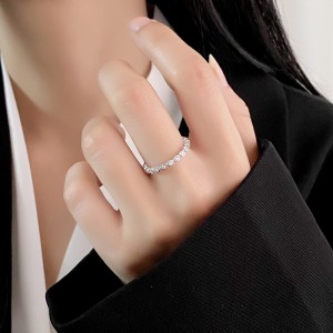 925 Sterling Silver Minimalist Bezel-Set CZ Stacking Ring 70100345