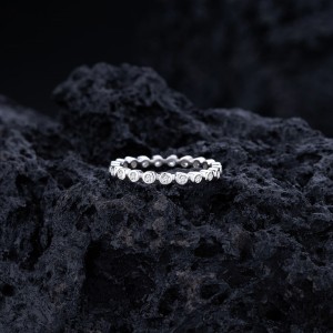 925 Sterling Silver Minimalist Bezel-Set CZ Stacking Ring 70100345
