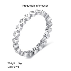 925 Sterling Silver Minimalist Bezel-Set CZ Stacking Ring 70100345