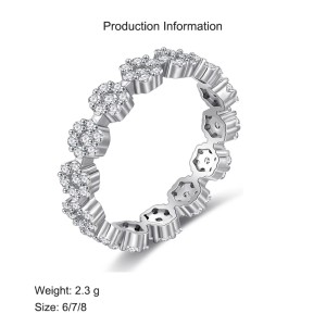 925 Sterling Silver Daisy CZ Floral Stacking Ring Band Ring 70100347