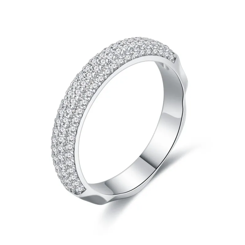 925 Sterling Silver Half Eternity Zirconia Band Ring 70100348