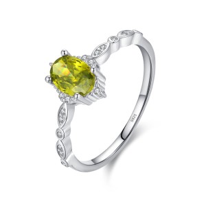 925 Sterling Silver Retro Oval Zirconia Statement Ring 70100349