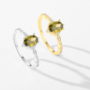 925 Sterling Silver Retro Oval Zirconia Statement Ring 70100349