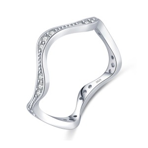 925 Sterling Silver Irregular Wave Crown Stackable Ring 70100350