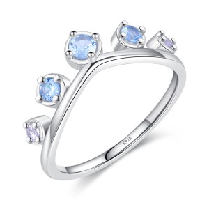 925 Sterling Silver Irregular Wave Crown Stackable Ring 70100350