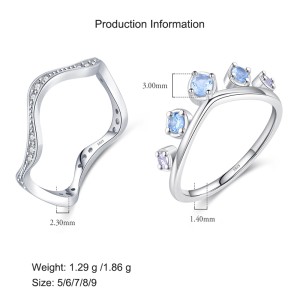 925 Sterling Silver Irregular Wave Crown Stackable Ring 70100350