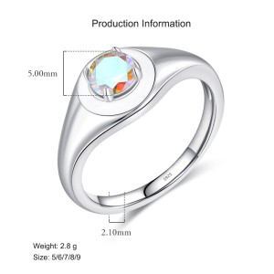 925 Sterling Silver Colorful CZ Signet Enamel Ring 70100353