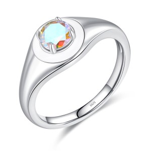925 Sterling Silver Colorful CZ Signet Enamel Ring 70100353