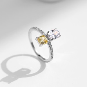 925 Sterling Silver Cushion-Cut Yellow CZ Sugar Cube Ring 70100354