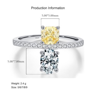 925 Sterling Silver Cushion-Cut Yellow CZ Sugar Cube Ring 70100354