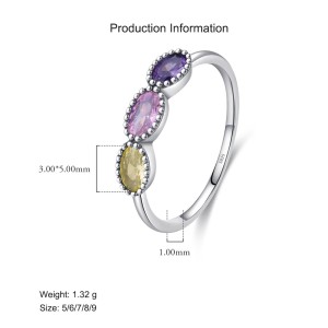 925 Sterling Silver Vintage MinimalistRainbow Crystal Ring 70100356