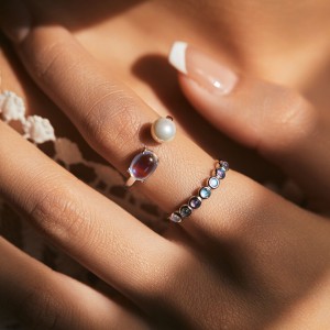925 Sterling Silver Moonstone Stacking Ring 70100359