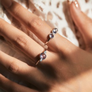 925 Sterling Silver Round Cut Light Purple CZ Ring 70100360