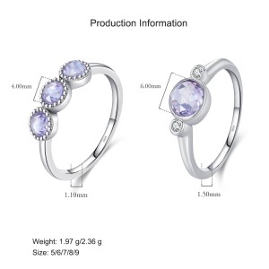 925 Sterling Silver Round Cut Light Purple CZ Ring 70100360