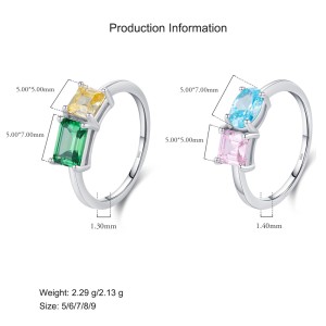 925 Sterling Silver Colorful Geometric CZ Ring 70100361