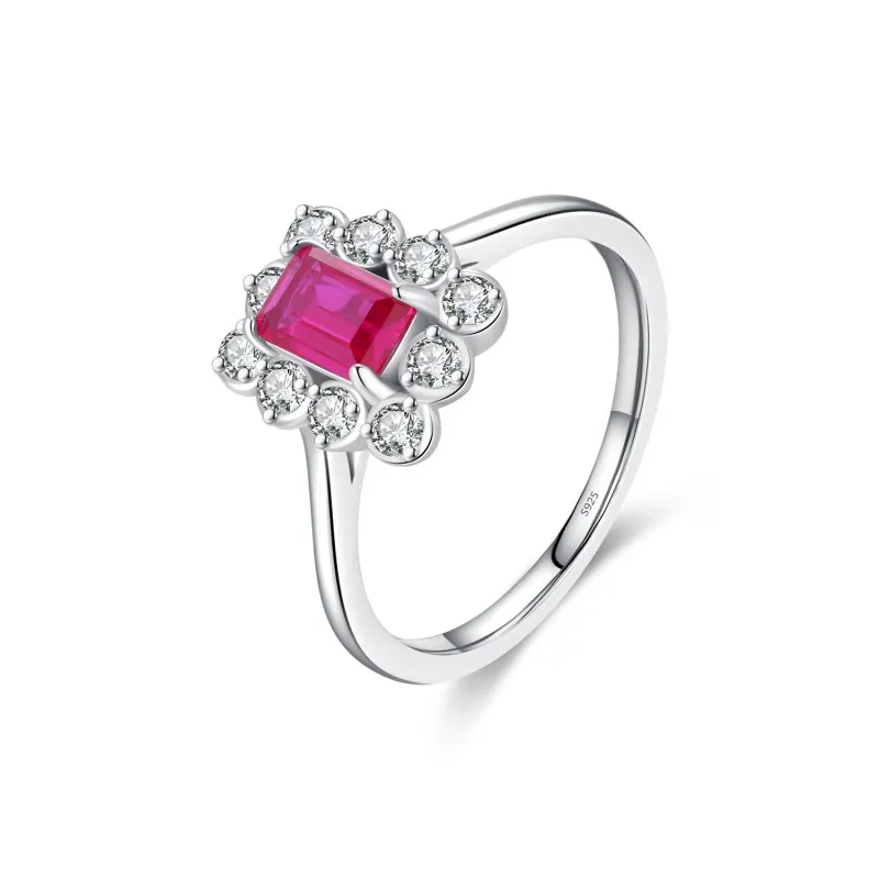 925 Sterling Silver Hot Pink CZ Vintage Ring 70100362