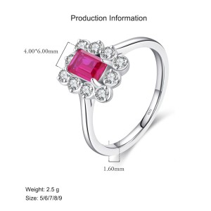 925 Sterling Silver Hot Pink CZ Vintage Ring 70100362