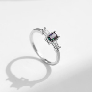 925 Sterling Silver Minimalist Rainbow Crystal CZ Ring 70100366
