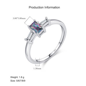 925 Sterling Silver Minimalist Rainbow Crystal CZ Ring 70100366