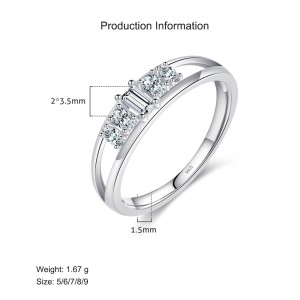 925 Sterling Silver Double Band Geometric CZ Ring 70100368
