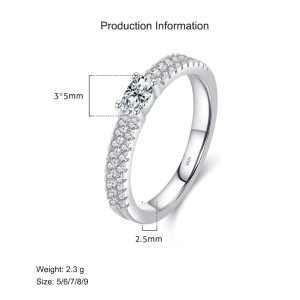925 Sterling Silver Double Row CZ Solitaire Band Ring 70100370
